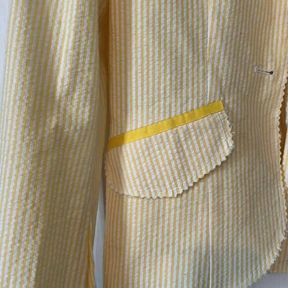 Lia Kes Yellow Seersucker Women's Blazer - Size 10 - Picture 3 of 10